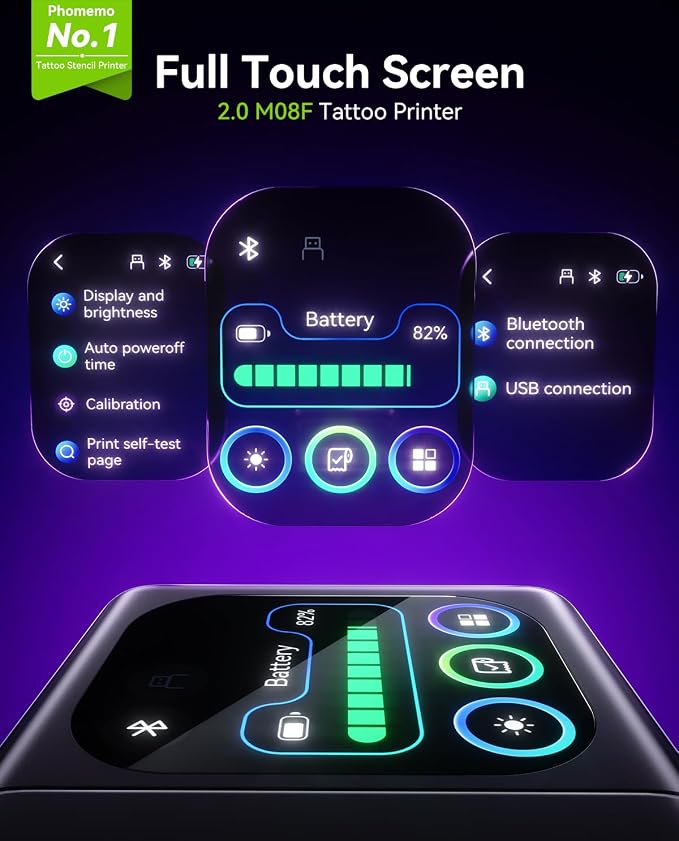 Phomemo M08F Plus Touchscreen Tattoo Stencil Printer, Compatible