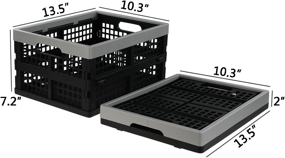 Jekiyo 16-Liter Folding Crates Storage, Collapsible Container Plastic, Set of 3