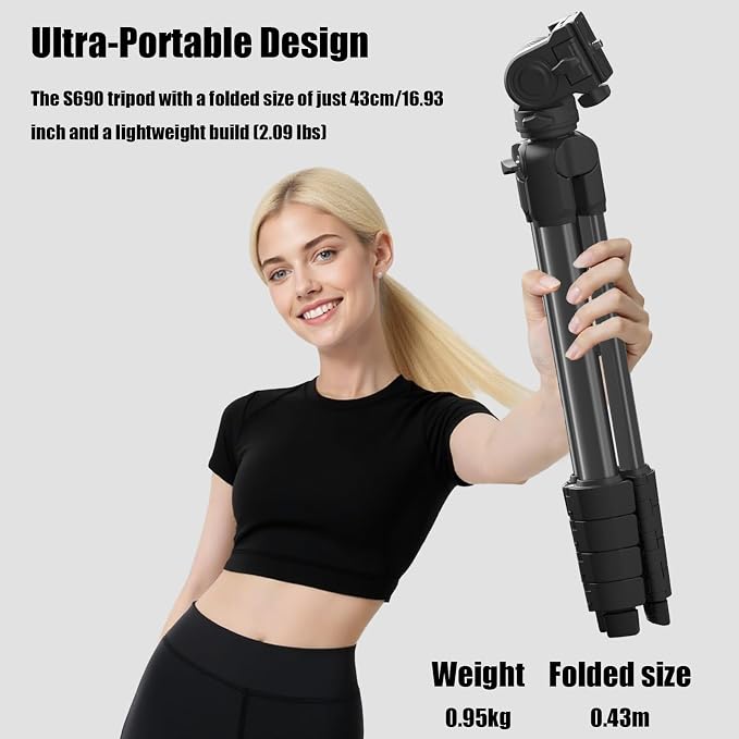 Camera Tripod, Travel Tripod for Camera Canon EOS Rebel Nikon, Compatible