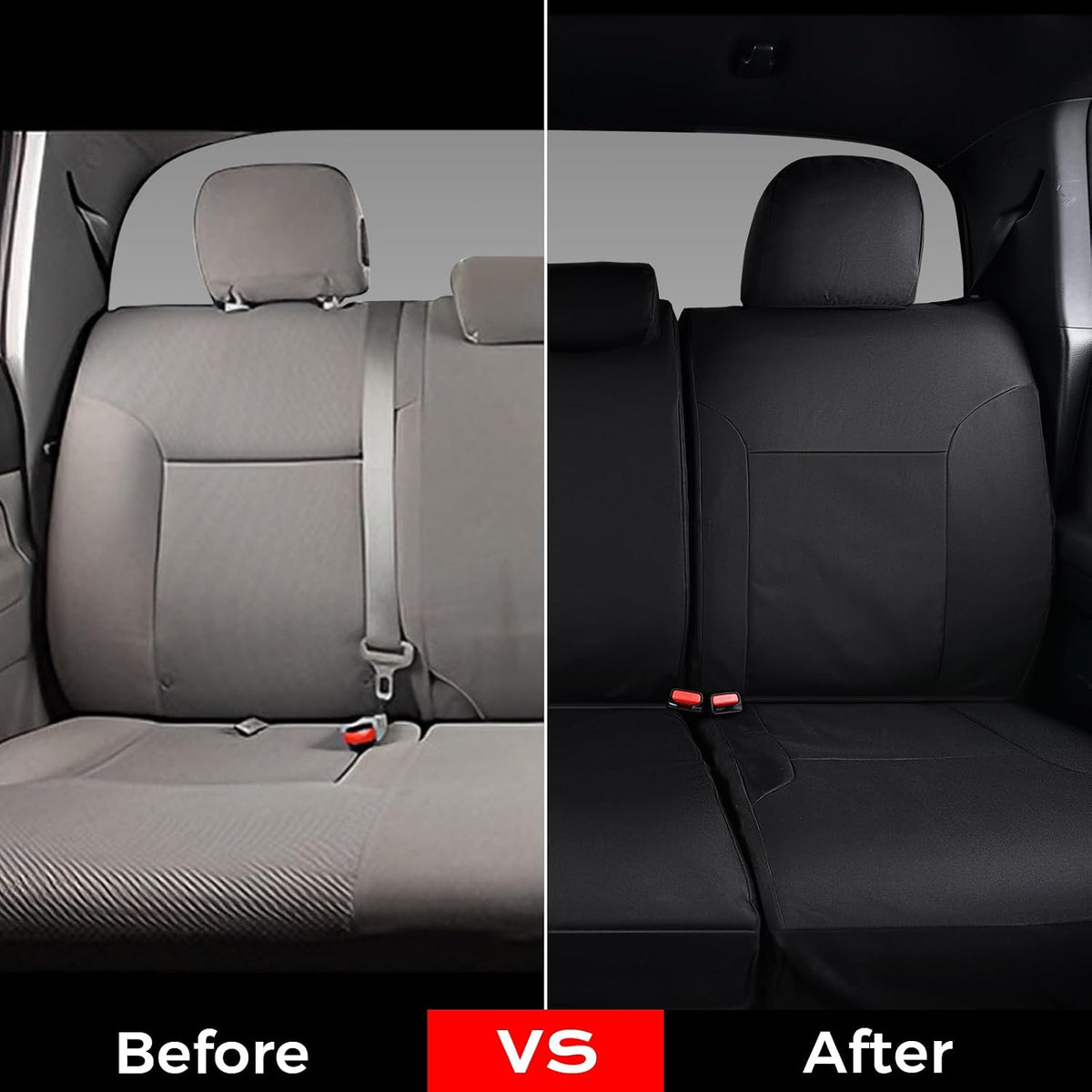 Coverado Seat Covers Custom Fit for Tacoma Double Cab/Crew Cab SR/SR5/TRD Sport/TRD Off-Road/Limited Seat Cushion Protectors 2016-2023 Oxford (Rear, Black)