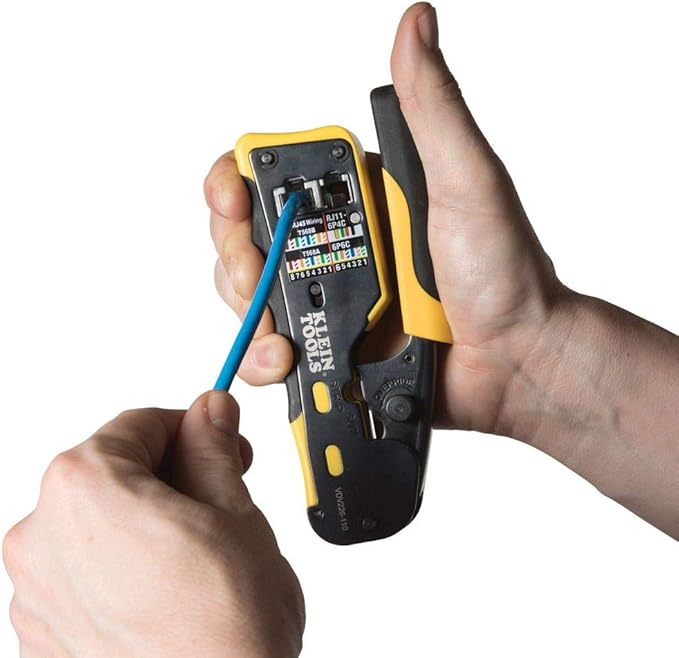 Hosa CBT500 Audio Cable Tester and Klein Tools 80024 Ratcheting Data Cable and CAT6 Plug 50-Pack Tool Kit, Pass Thru Installation Tool Kit, 2-Piece