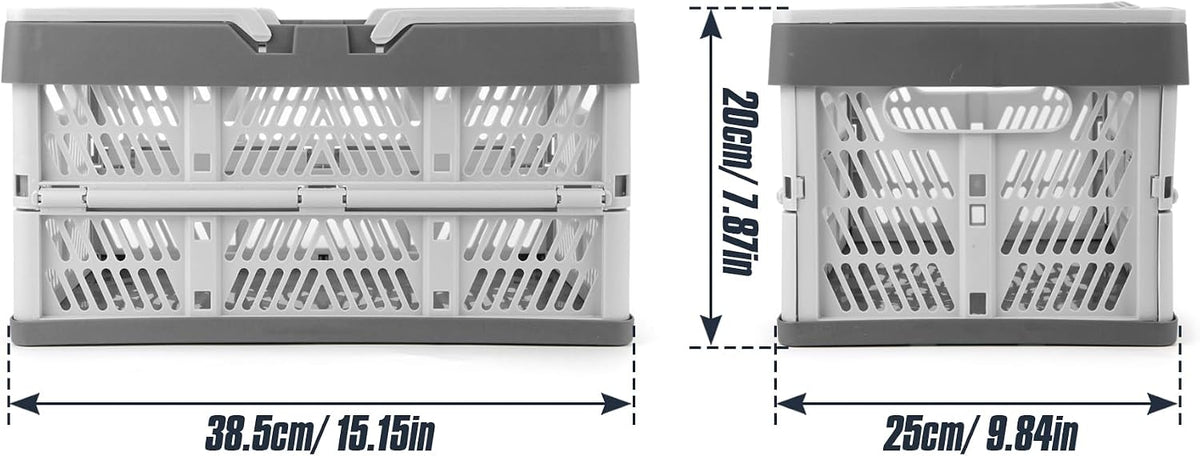 2-Pack Foldable Storage Baskets, 20L Collapsible Crates PP Grey+Blue