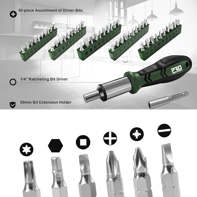 Prostormer 259-Piece Tool Kit, General Household Hand Tool Set with Plastic Storage Toolbox, Portable Complete Repair Tool Box for Home and Car (Green)