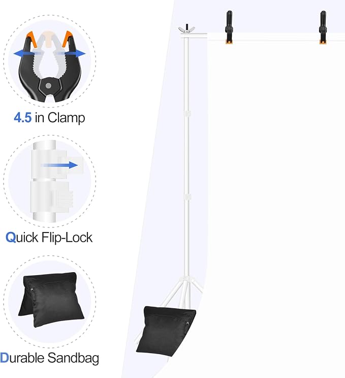 EMART Backdrop Stand 10x8.5ft Photo Studio Adjustable Background Stand Support