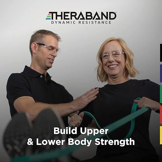 THERABAND High Resistance Bands, Set of 2 Elastic Super Bands for Improving Flexibility, Injury Rehab, & Full Body Workouts, Heavy Duty Stretch Bands for Lifting, 1 Light & 1 Medium Band