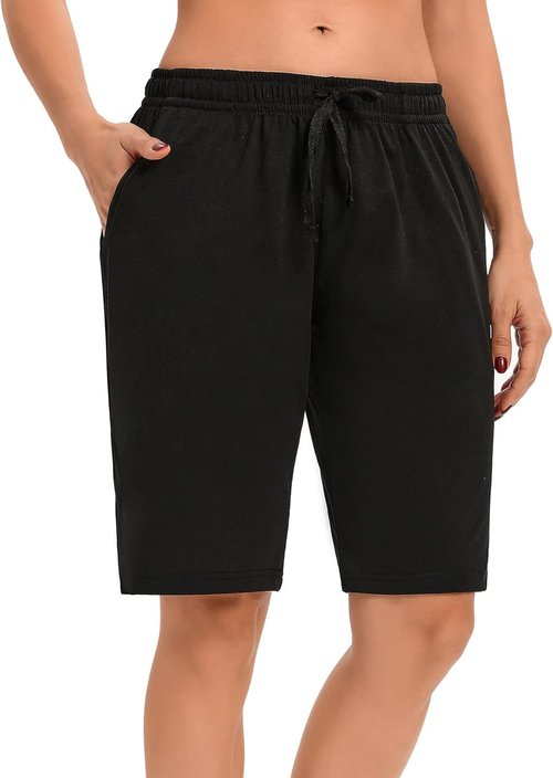 LUCKYCATCUS Women's Bermuda Shorts - Comfortable Jersey Athletic Shorts with Pockets | Knee Length