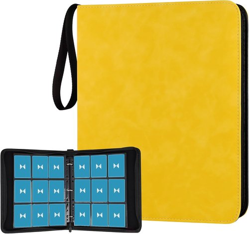 GERMUN 720 Card Binder - Premium Double-Sided Trading Card Album | 9 Pocket PU Collection Binder (Yellow)