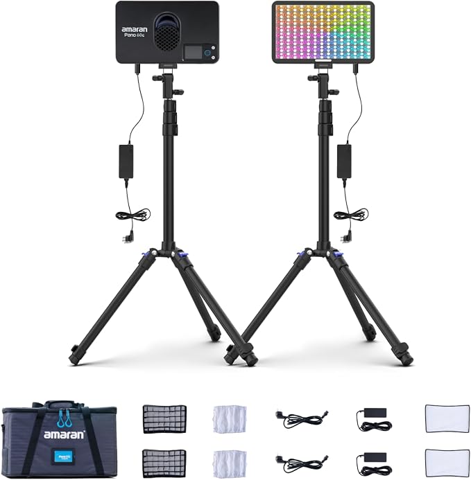 amaran Pano 60c 2-Light Kit Panel Lights, 60W RGBWW Full Color LED Video Studio