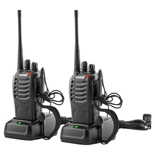 BAOFENG Walkie Talkies Long Range for Adults with Earpieces,16 Channel Walky Talky Rechargeable Handheld Two Way Radios with Flashlight Li-ion Battery and Charger 2 Pack