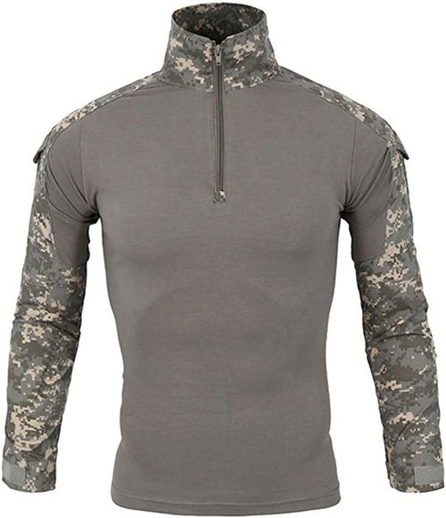 LiliChan Tactical Shirt for Men - Long Sleeve Military Combat Shirt with Zipper | Outdoor Wear