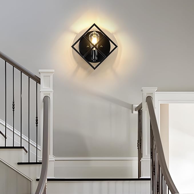 Farmhouse Wall Sconce with Black Finish,Rustic Wall Sconces Indoor Wall Light Fixtures 11.3in for Stairway, Living Room, Bedroom, Bathroom (1 Light,E26 Base, No Bulbs,1 Pack)
