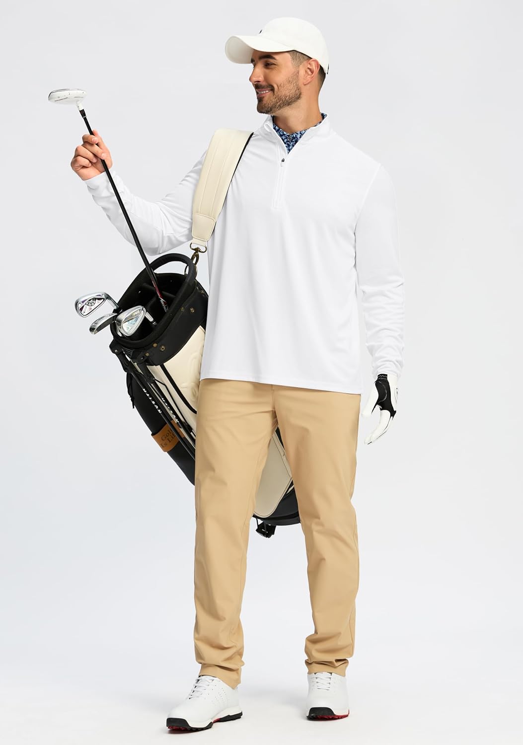 Obla Golf Quarter Zip Pullover - Lightweight Men's Mock Neck Sweatshirt with Sun Protection | Long Sleeve