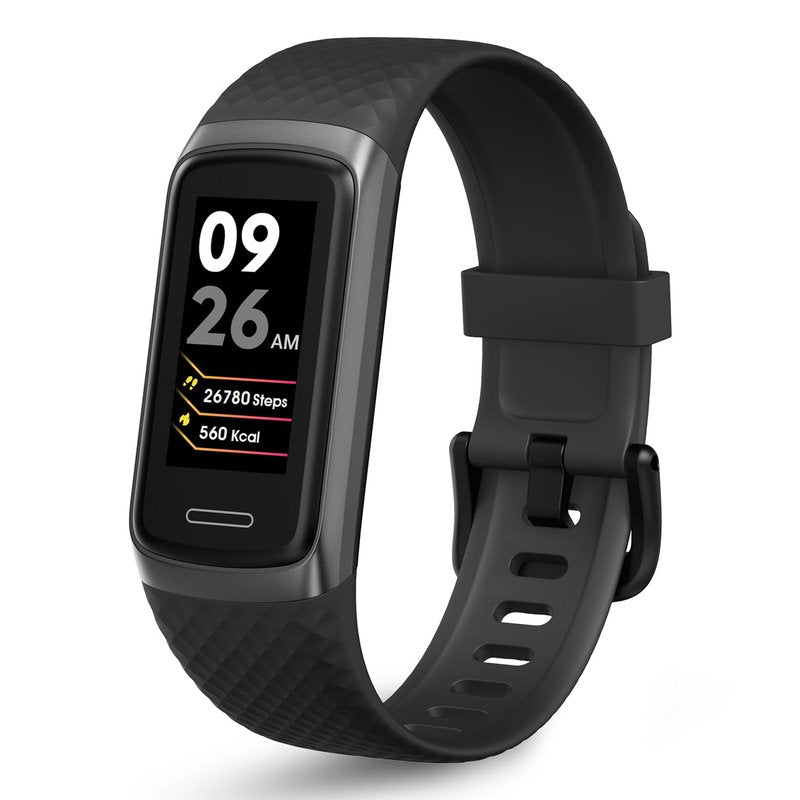 OCTANDRA Active 2 VeryFit Fitness Tracker Heart Rate SpO2 Blood Oxygen Saturation Sleep Monitor 1.05" Screen Activity Step Counter Pedometer IP68 Waterproof Smart Watches for Men Women (ID155) (Black)