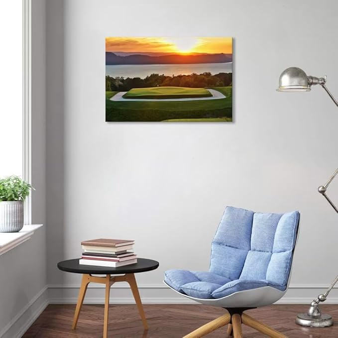 chenchenArt Sleepy Hollow 16 Hole Golf Course Wall Art for Living Room Bedroom Bathroom Home Decorations Sleepy Hollow Golf Course Picture Poster Canvas Prints Framed Ready to Hang(24''H x 36''W)