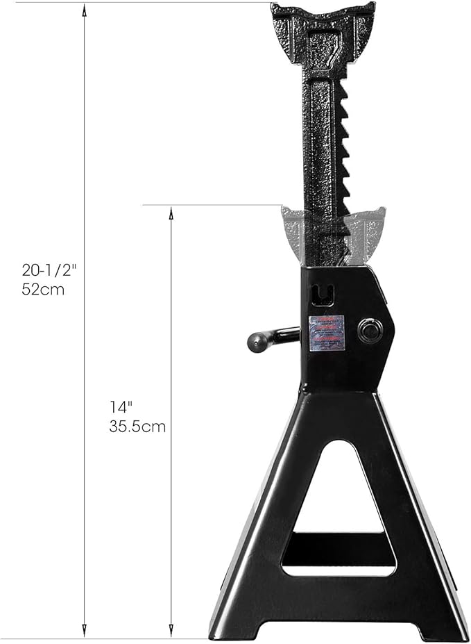 Torin 3 Ton (6,000 LBs) Capacity Steel Jack Stands, 2 Pack, Black, AT43006B