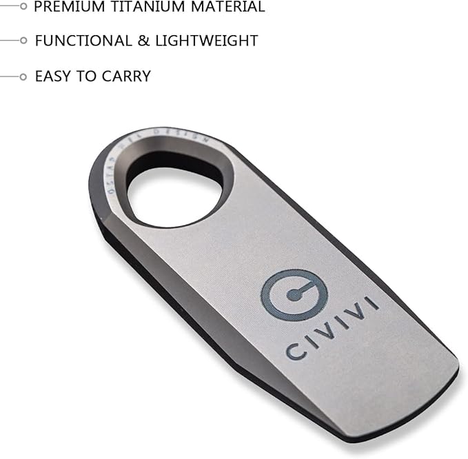 CIVIVI Mini Titanium Pry Bar, 1.70" Overall Ti-Bar EDC keychain Multi-Tool, Designed by Ostap Hel C21030-1 (Gray)