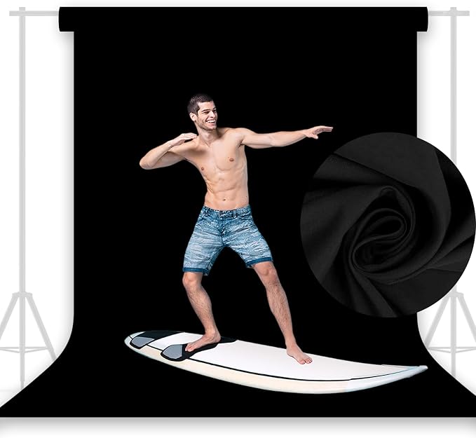 7x5FT Black Backdrop for Photography, High Density Polyester Fabric Background