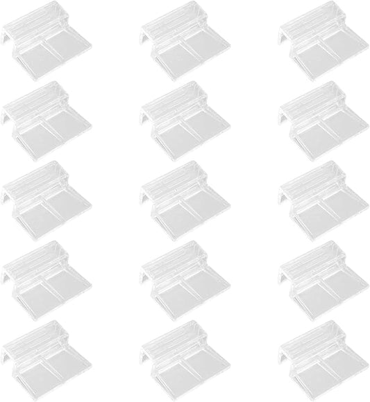 15 Pcs Rimless Aquarium Lid Clips for 11-12mm Glass, Clear Acrylic Aquarium Cover Support Clamps for Fish Tank Lid Holder, Plastic Tank Top Clips for Glass Canopy or Piscine Hoods and Covers