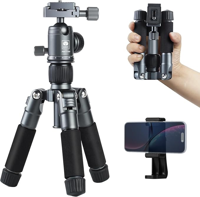 SIRUI Compact Mini Desktop Tripod, Loaded up to 17.64lbs, Phone Holder Included