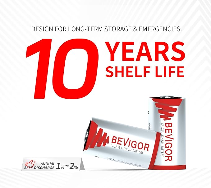 BEVIGOR CR123A 3V Lithium Batteries 6 Pack, 1500mAh Photo Battery, 3 Volt 123