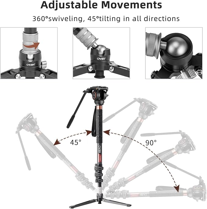 Cayer Monopod Camera Stand, Carbon Fiber Telescopic Monopods Kit