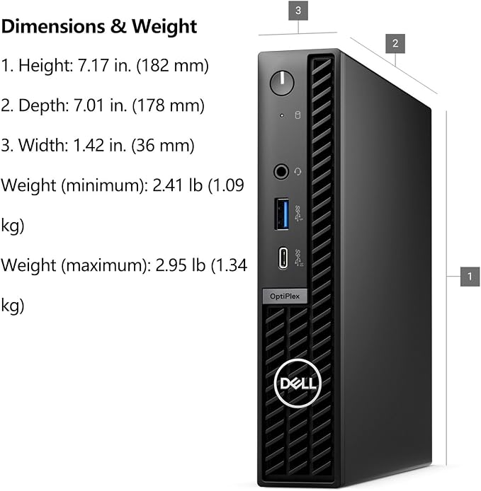 Dell OptiPlex MFF 7000 Mini Desktop Computer 16GB DDR5 RAM, 256GB PCIe SSD | Compact for Office & Workspace, 2026 Copilot AI, WiFi 6E, Triple Monitor Support, Windows 11 Pro