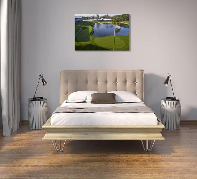 Florida Golf Course Wall Art for Living Room Bedroom Bathroom Home Decorations Golf Wall Decor Paintings TPC Sawgrass Golf Course Picture Poster Canvas Prints Framed Ready to Hang(24''H x 36''W)