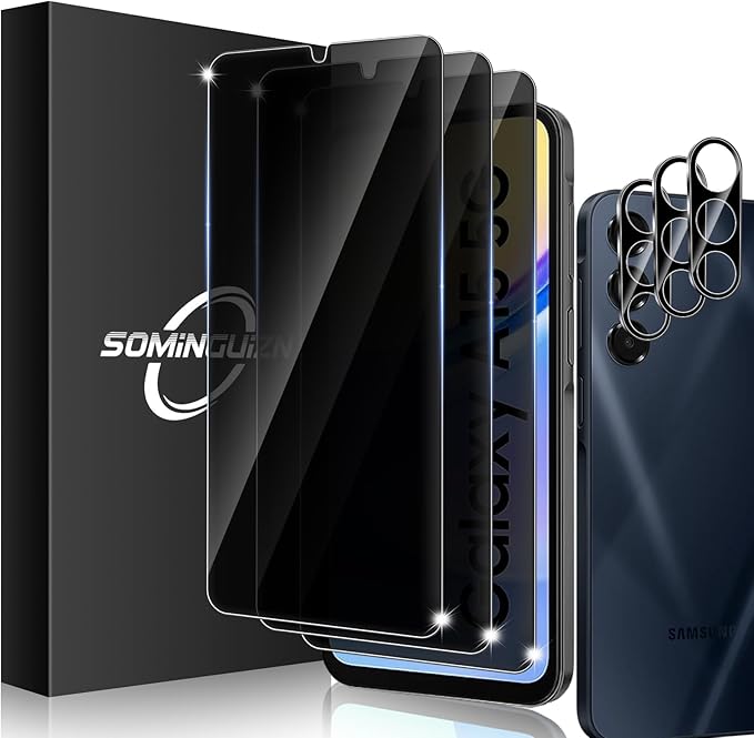 3+3 Pack for Samsung Galaxy A15 5G Privacy Screen Protector & Phone Camera Lens