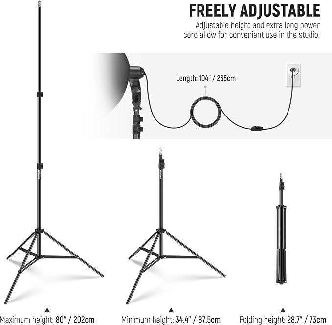 NEEWER 350W Equivalent Softbox Lighting Kit, 5700K LED Light Bulb, 24x24 inches