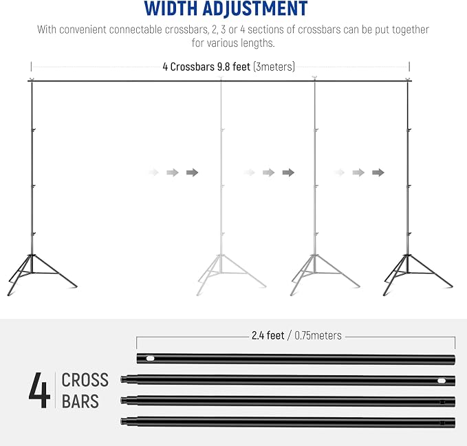 NEEWER 8.5x10ft Adjustable Backdrop Stand Kit, Photography Background Support