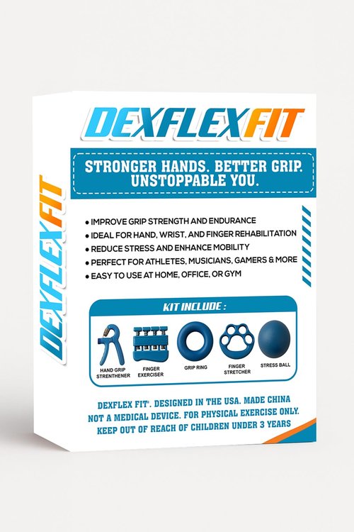 DexFlexFit 5-Piece Hand Grip Strengthener & Finger Exerciser Kit – Resistance Rings & Stretchers for Physical Therapy, Rock Climbing, Musicians & Grip Training – Hand Recovery & Strength Trainer