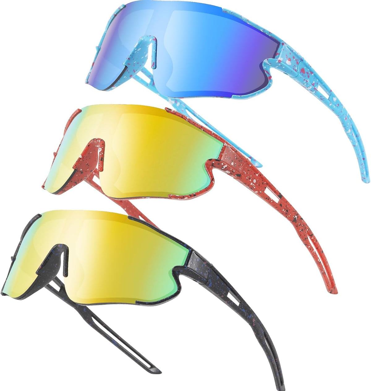 Skiennix Kids Sunglasses - UV400 Protection for Youth Baseball, Cycling & Running | 3-Pack for Ages 4-12