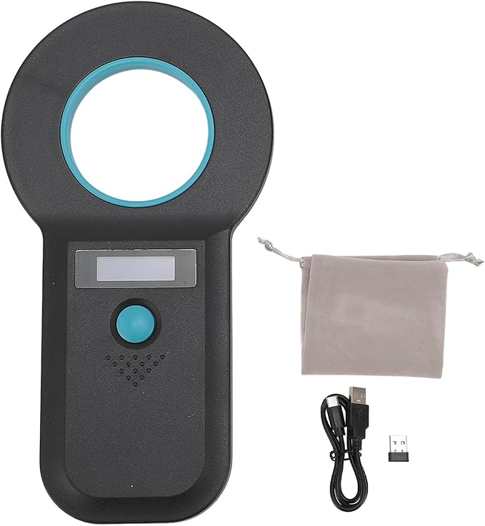 aqxreight Pet Chip Scanner Animal Tag Reader USB Interface 15 Digits Microchip Recognizer for Cats Dogs 128 Data Storage Black Your Which Microchip Efficient Reliable Obtain Can This (Black)
