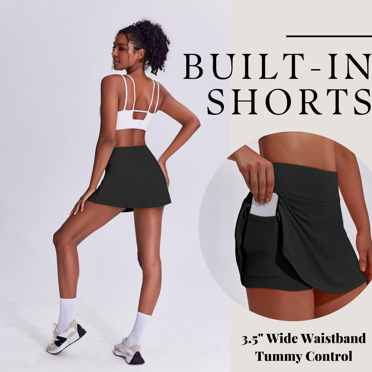 PINSPARK Tennis Skirts for Women - Lightweight Pleated Athletic Skort with Shorts Pocket | Ideal for Golf & Pickleball