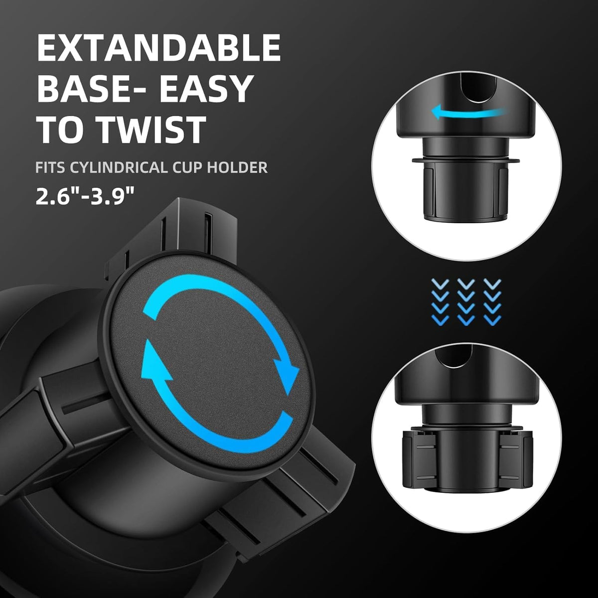 Car Cup Holder Expander Adapter, Cup Holder Extender with Adjustable Base