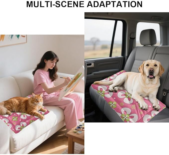 Pink Abstract Floral Corner Crate Dog Bed Pet Bed Mat Dog Beds Crate Pad Bedding for Washable Non-Slip Cushion Washable Pet Beds for Small Dogs Outdoor Mat Pillow Indoor Outdoor 24X18 Inch