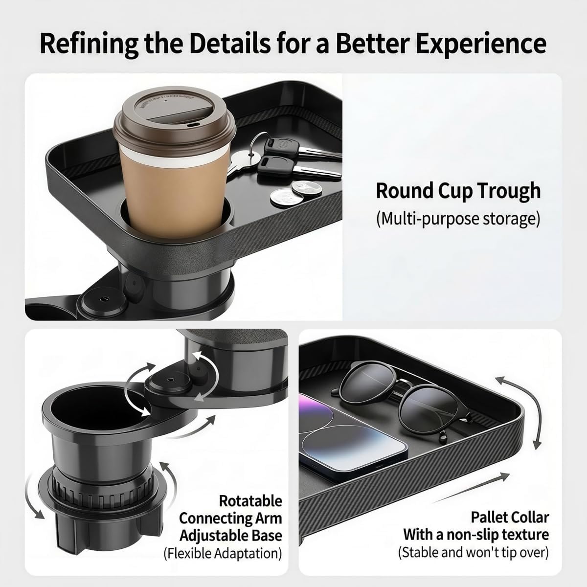 Car Cup Holder Tray Compatible with Hyundai Tucson 2009-2024