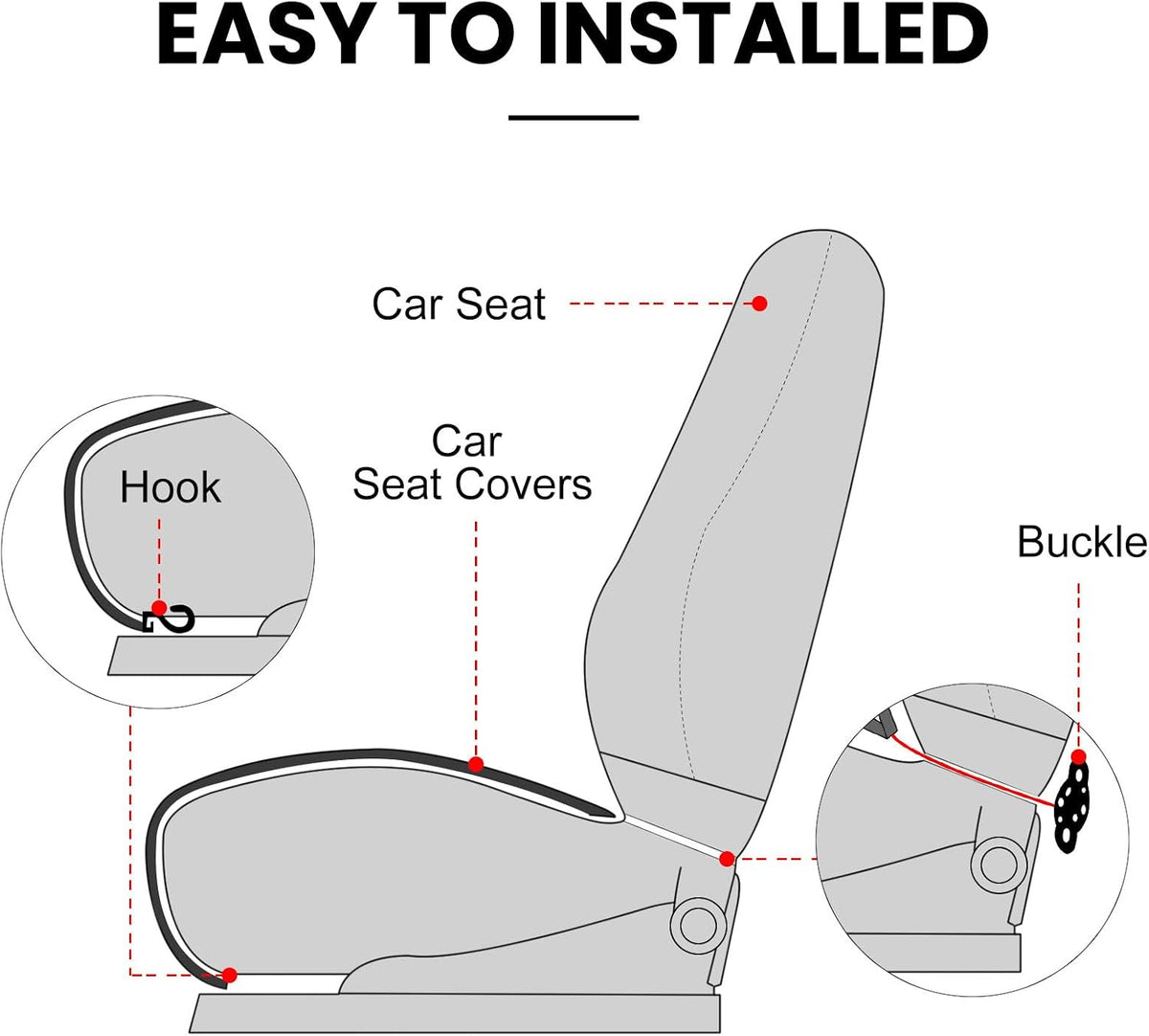 surpassme Comfortable Car Seat Covers Universal Front Seat Covers for Car Accessories with Storage Pockets, Padded Car Interior Covers for Automotive, SUV, Truck, and Van(Khaki)