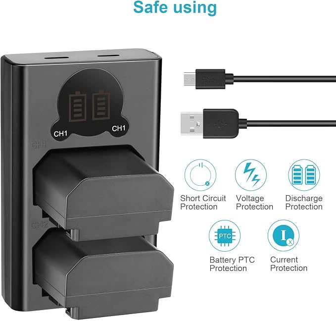 NEEWER 2 Pack 2280mAh NP-FZ100 Replacement Battery and Dual USB Charger