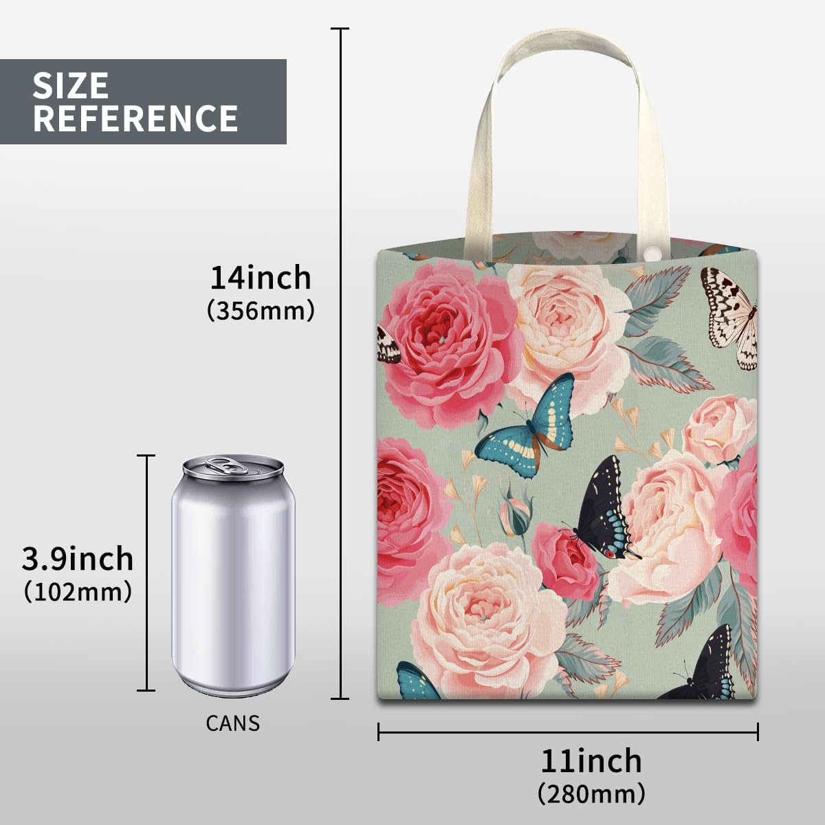 Car Trash Can, Cute Car Trash Bag, Hanging Car Organizer and Storage Bag, Trash Bin for Car Accessories, Vehicle, Travelling, Camping Cute Flower and Butterfly