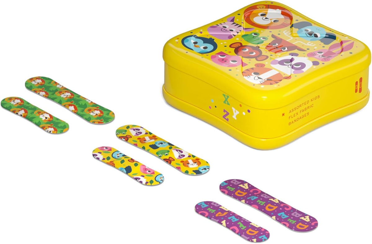Welly Bandages - Adhesive Flexible Fabric Bravery Badges | Colorful Zoo Animal Designs | 48 Count