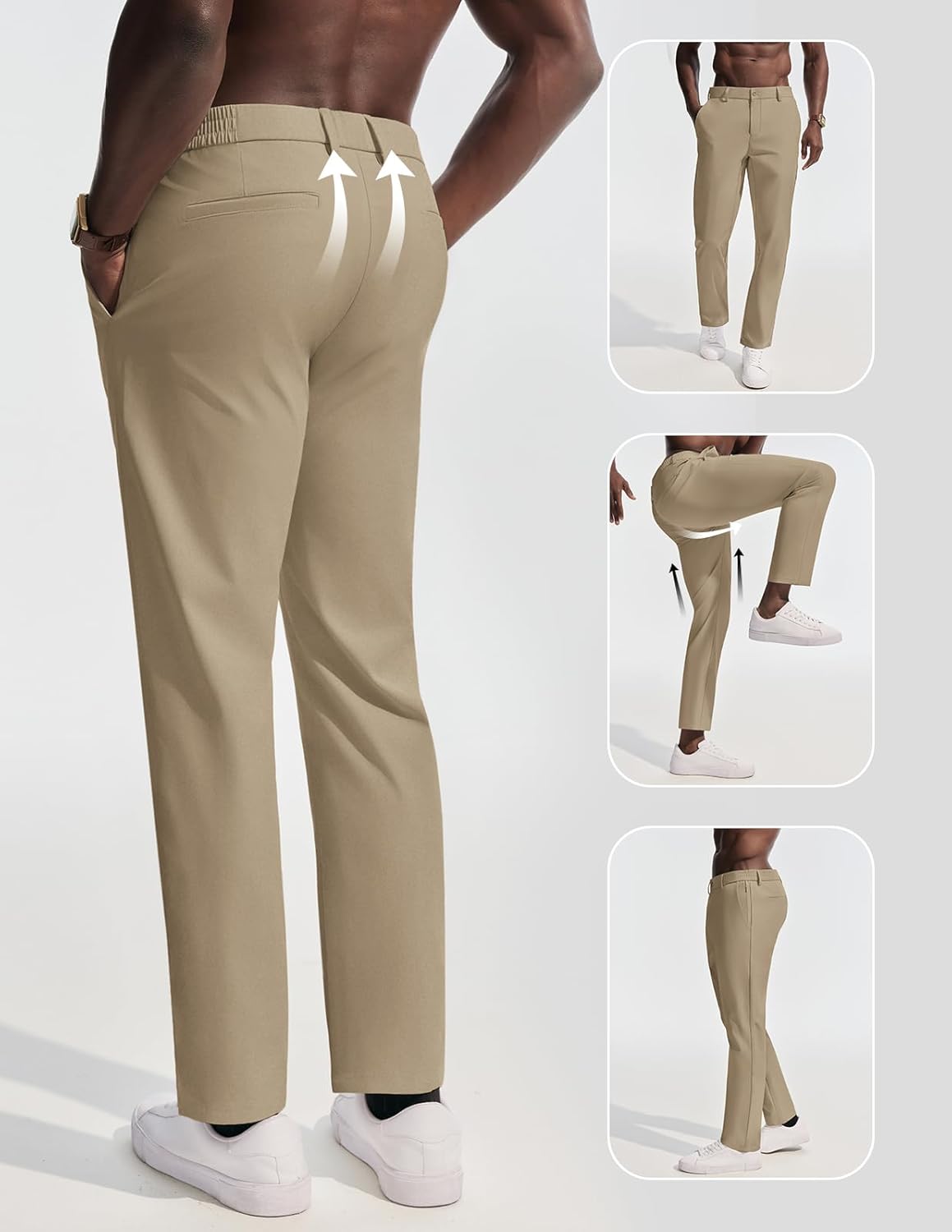 PJ PAUL JONES Men's Golf Pants - Lightweight Stretch Slim Fit Tapered Trousers | Wrinkle-Free Design