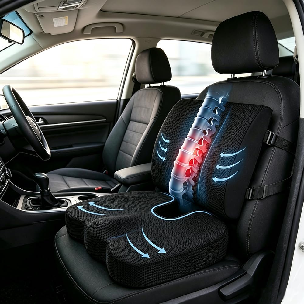 Car Seat Cushion,Memory Foam Office Chair Lumbar Support Pillow