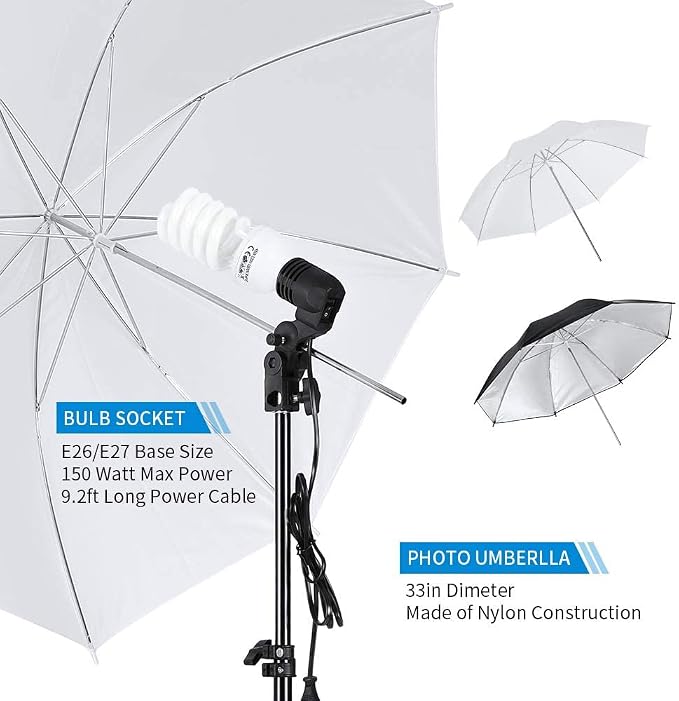 Photo Lighting Kit, 2M x 3M/6.6ft x 9.8ft Background Support System and 900W