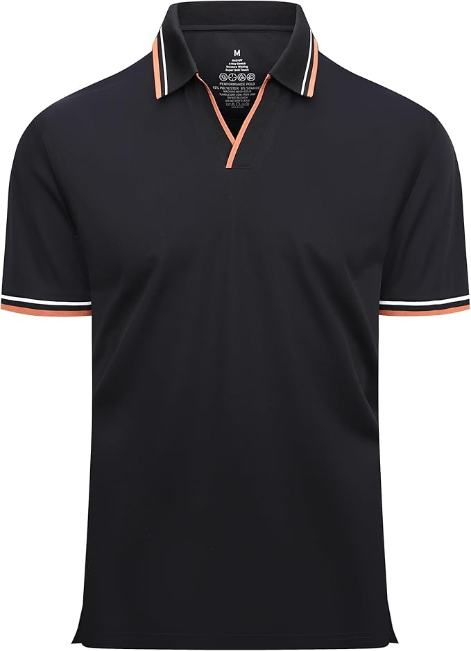 Esabel.C Jacquard Golf Shirts for Men Moisture Wicking Short Sleeve Performance Dry Fit Active Mens Polo Shirts