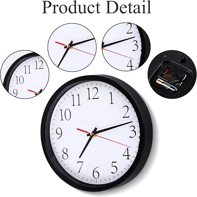 Silent Wall Clocks with Chalkboards and Marker, Battery Operated Round Multi