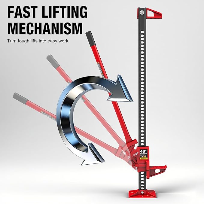 Big RED Torin 48" Ratcheting Off Road Utility Farm Jack, 3 Ton (6,000 lb) Capacity, Red