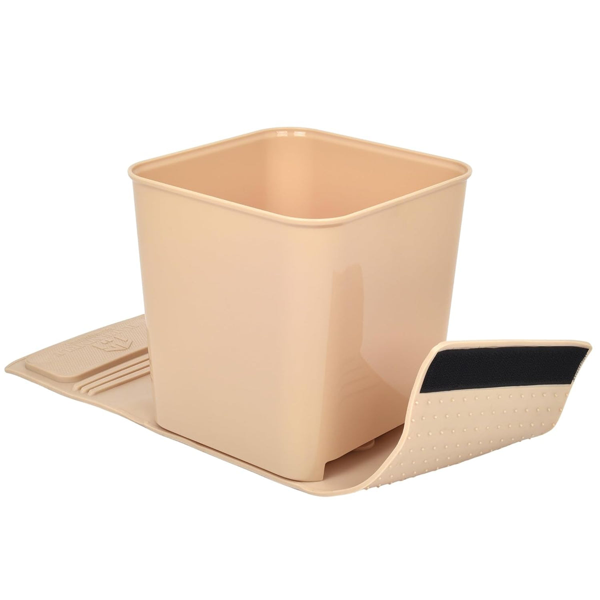 Car Trash Can with Stability Wings – Leakproof Portable Garbage Bin for Fabric & Rubber Mats – Compact Durable Plastic Auto Organizer for Cars, SUVs, Trucks (Mocha, Small)