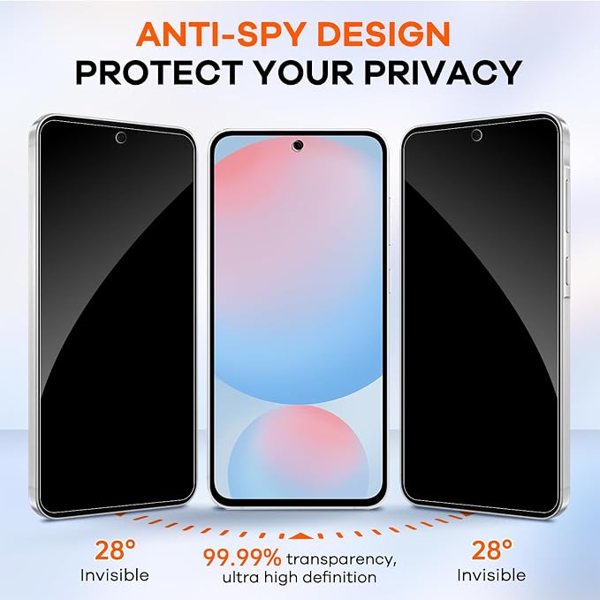 3+3 Pack for Samsung Galaxy S24 FE 5G Privacy Screen Protector & Phone Camera