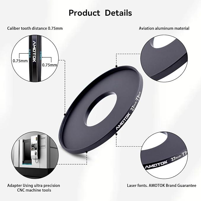 37mm Lens to 77mm Camera Lens Adapter, 37mm to 77mm Filter Step-up Ring Adapter